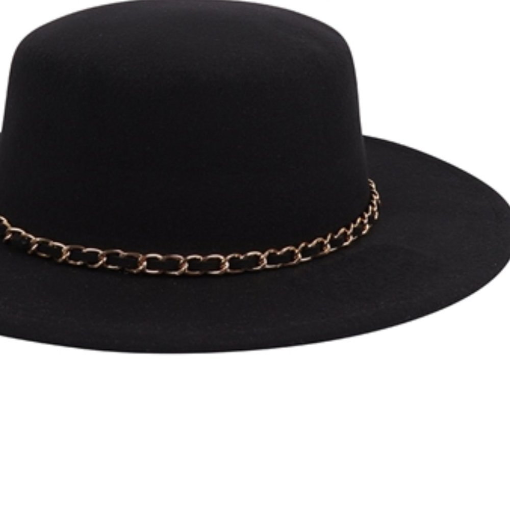 FASHION BRIM HAT W/ CHAIN ACCENT hat - Picture 7 of 7